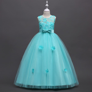 Girls' Red Ball Gown <b>Dress</b> With Floral Embellishments Scoop Neck Long Tulle Flower Girl <b>Dress</b> For <b>Dance</b> Piano Performance - Product Image 4