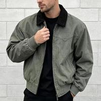 Veste de travail d'hiver en toile brodée vintage personnalisée, style rétro décontracté, matelassée et zippée