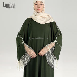 Ultima Novità EID Abaya Musulmana <span class=keywords><strong>Abbigliamento</strong></span> Islamico Donna Elegante Abaya Nera Chiusa in Pizzo Nida Dubai Abiti Modesti da Donna - Product Image 4