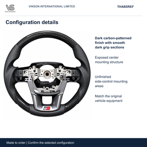 Volant ABS à 3 branches avec finition motif carbone foncé pour configuration centrale ouverte HILUX THABSREF - Product Image 2