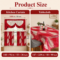 Ensemble de rideaux et nappes de cuisine de luxe sur mesure, assortis, avec cantonnière, 5 pièces pour le salon