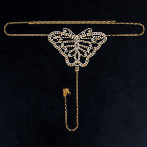 BINSHUO - Cadena de cuerpo sexy de aleación con diamantes de imitación brillantes y mariposa chapada en oro para bikini y lencería - Product Image 3