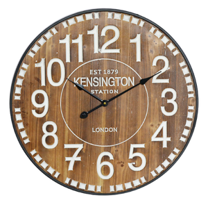 24 Inch Rustic Wood Plank and Metal Farmhouse Wall Clock for Home Living Room <b>Kitchen</b> Office Wall Decor - Product Image 1