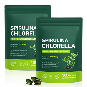 Gélules molles d'extrait de spiruline et de chlorelle OEM 3000mg avec vitamines A, B6, <span class=keywords><strong>B12</strong></span>, fer, magnésium, zinc pour soutenir l'équilibre intestinal - Product Image 1