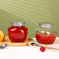 Runde und Quadratische Einmachgläser für Pickles und Marmelade, 450ml Klarglas-Behälter für Konserven, Honig und Soßen mit Schwarzem Schraubdeckel aus Metall