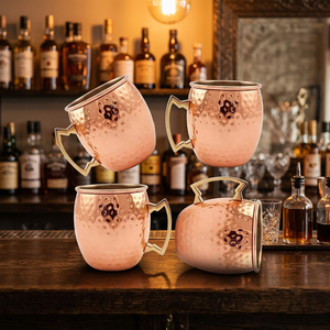 Mug en cuivre martelé en acier inoxydable massif pour Moscow Mule - Artisanat indien - Product Image 3