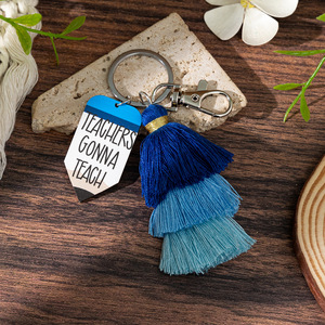 Porte-clés fantaisie en bois multicouche avec pompon et fil, fait main, pour la rentrée scolaire, cadeau pour la Fête des Enseignants - Product Image 3