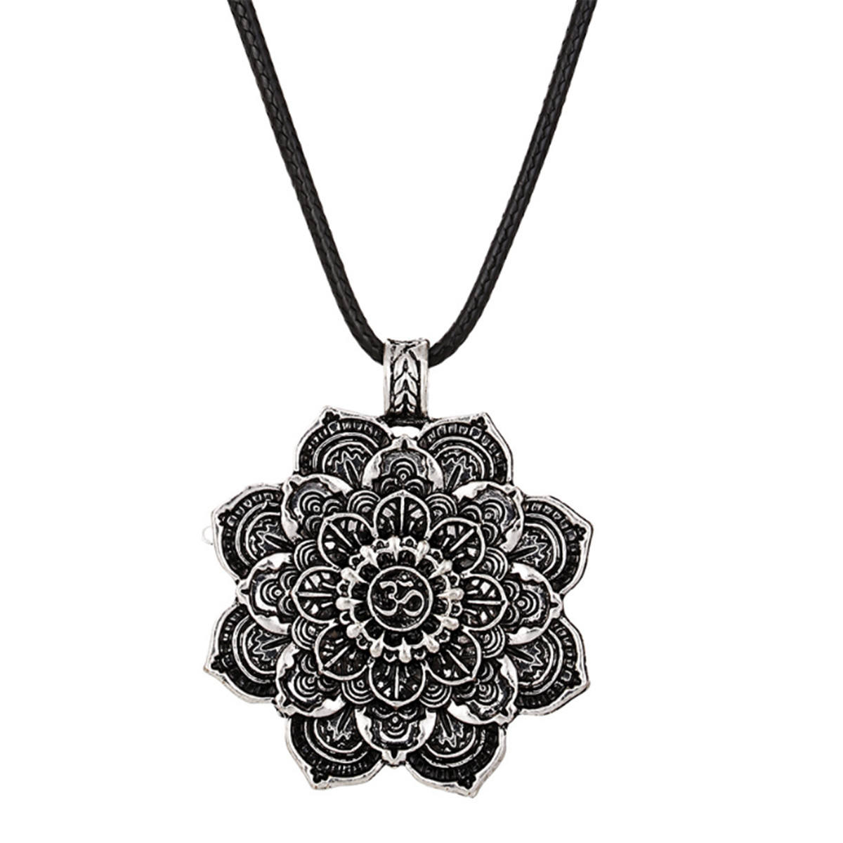 Colar com Pingente de Mandala Flor de Lótus Om, Medalhão Budista Tibetano  de Meditação, Buda Tibetano de Prata para Yoga| Alibaba.com, image size:1200x1200