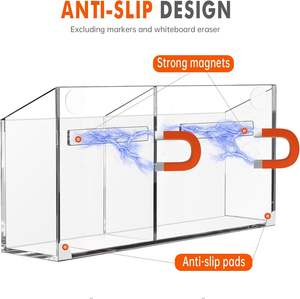 Support magnétique en acrylique coloré sur mesure pour marqueurs, porte-stylos divisé pour réfrigérateur, organisateur <span class=keywords><strong>suspendu</strong></span> pour <span class=keywords><strong>casier</strong></span> avec 2 fentes - Product Image 2