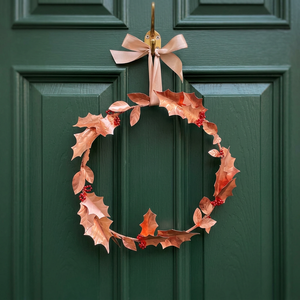 Couronne de Noël rustique en cuivre, fleurs décoratives rondes, faite à la main, non éclairée, emballage individuel - Product Image 2