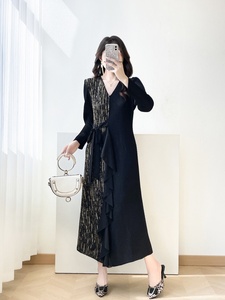 Vestido Midi Vintage Ecológico Antiarrugas 2026, Elegante y Lujoso, con Pliegues Asimétricos y Detalle de Lazo en la Cintura <span class=keywords><strong>para</strong></span> Mujer - Product Image 6