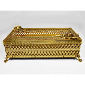 Caja de Pañuelos Metálica Chapada en Oro, Diseño Real Vintage, Material de Latón, Color Dorado, Accesorios de Baño, Hecho en India - Product Image 2