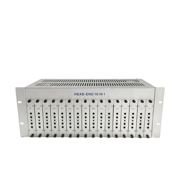 Head-end 16 Ways Fixed Channel CATV 16 in 1 Modulator AV/HD to RF Analog for Hotel System fiber optic