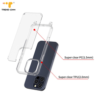Coque de téléphone mobile transparente anti-choc de luxe originale avec protection d'écran et trous pour sangle pour iPhone 14/16/XR/Max/Pro Max
