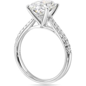แหวนหมั้นเพชรทรงรีสั่งทำพิเศษ SGARIT เพชรเพาะเลี้ยง 3 1/4 กะรัต ทองคำขาว 14k ประดับเพชรแบบ Pave แหวนผู้หญิงคุณภาพสูง - Product Image 3