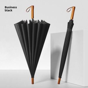 Promotional Gift Logo Men's <b>Large</b> Wooden Handle Semi-Automatic Opening Collision Cloth Panels Business Golf <b>Umbrella</b> - Product Image 3