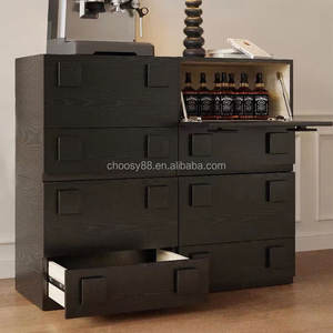 Meuble de rangement mural moderne de style mid-century en bois massif, simple et créatif, pour salon, chambre à coucher, combinaison de rangement au sol, seau, hôtel - Product Image 4