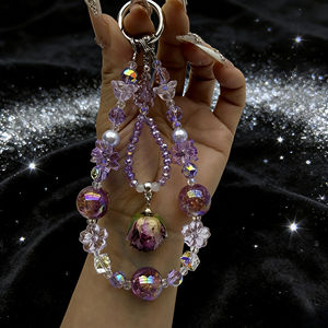 Gantungan Ponsel Kristal Mawar Mewah Desain Asli, Gantungan Kunci Ringan Dengan Botol Parfum, Gantungan Tas Ponsel - Product Image 1