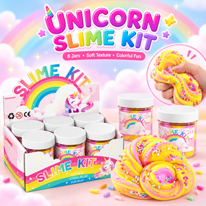 Kit de slime licorne 6 pots, ensemble de slime arc-en-ciel avec boîte de présentation pour enfants, anti-stress, vente en gros - Product Image 1