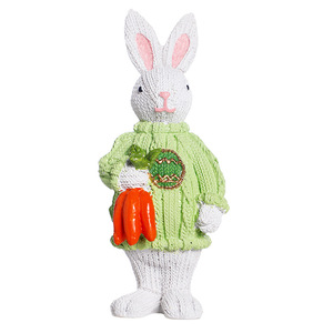DAMAI Statue Easter Decorations Bunny Figurines with Flowers Carrots Hand Painted Statue for the Spring Home Decor Office Gift - Product Image 5