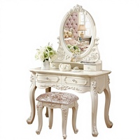 Table de toilette moderne minimaliste de style européen et français avec tiroirs et tabouret de maquillage en MDF pour chambre à coucher et petit appartement