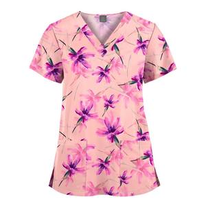 Ensemble d'uniformes médicaux pour femmes avec impression intégrale, haut de blouse de dessin animé, haut de blouse médical classique à col en V, haut de blouse médical personnalisé - Product Image 3
