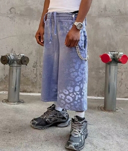 Custom Streetwear Capris Sweatpants <strong>Leopard</strong> <strong>Print</strong> Summer Baggy Casual 100% Cotton Sweat <strong>Shorts</strong> Jogging 3/4 Long <strong>Shorts</strong> <strong>Men</strong> - Product Image 2