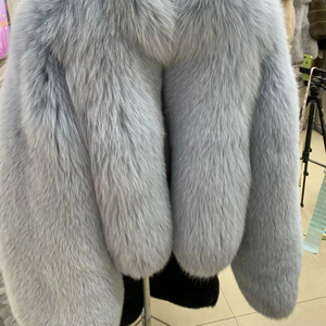 <span class=keywords><strong>Cappotto</strong></span> invernale in <span class=keywords><strong>pelliccia</strong></span> soffice da donna <span class=keywords><strong>con</strong></span> collo alto di lusso in <span class=keywords><strong>pelliccia</strong></span> di volpe spessa e calda cappotti in <span class=keywords><strong>pelliccia</strong></span> di volpe azzurra - Product Image 5
