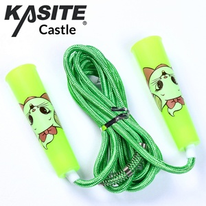 <span class=keywords><strong>Corde</strong></span> à <span class=keywords><strong>sauter</strong></span> colorée en coton réglable avec poignée en plastique à motif de dessin animé pour enfants de maternelle, idéale pour le fitness et le sport - Product Image 3