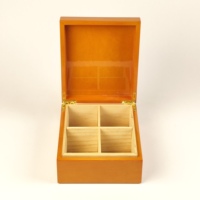 Boîte à thé en bois laqué brillant, design multi-compartiments, charnière dorée, logo personnalisé pour marque de thé haut de gamme, vente au détail et emballage cadeau pour les fêtes