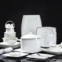 Vaisselle en Porcelaine Fine de Jingdezhen en Gros, Compatible Micro-ondes, avec Incrustations Dorées et Peintures à la Main, Bols et Assiettes au Design Moderne, Luxe Léger