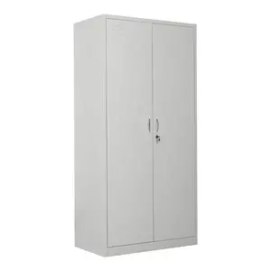 Customized Steel Furniture Knock-Down Structure Steel Locker Closet Almirah 2 Doors Metal Wardrobe with Mirror