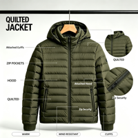 Herren Übergrößen Kapuzenjacke mit Stehkragen und Reißverschluss, Tiefgrau, Anpassbare Packbare Wasserdichte Winddichte Unisex Winter Streetwear Pufferjacke