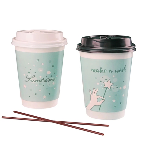Coffee To Go Cup Foil Stamping Paper Cups And Lid 32oz