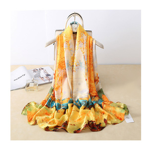 ผ้าพันคอไหมจิงพินขายส่งปี 2023 ขายดีที่สุด ผ้าพันคอไหมซาตินชีฟองแบรนด์หรูหรา - Product Image 1