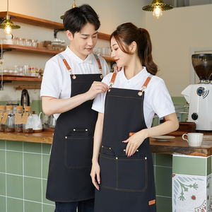 Thương mại lớp Polyester Tạp dề tùy chỉnh in logo không thấm nước Overalls cho trà sữa cà phê cửa hàng cho bồi Bàn nhân viên nhà hàng - Product Image 1