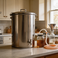 Seau de Fermentation en Acier Inoxydable avec Couvercle - Conteneur de Stockage pour Bière Faite Maison