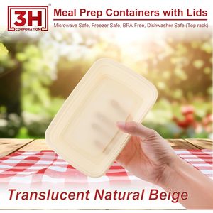 Contenants de préparation de repas réutilisables [lot de 150, 32 oz] Contenants alimentaires à emporter avec couvercles - Sans BPA, compatibles micro-ondes/lave-vaisselle/congélateur - Product Image 4