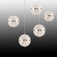 Suspension LED Globe Moderne en Aluminium, Petite, Hauteur Réglable, Blanc Chaud, Décoration Chevet, Bar, Ferme, Minimaliste