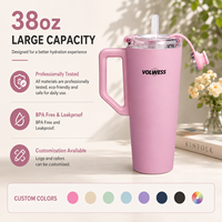 Thermos isotherme en acier inoxydable de 40 oz avec poignée, logo personnalisé, sans BPA, anti-fuite, avec paille, tasse de voyage OEM ODM