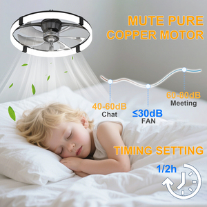 23.6'' <b>Ceiling</b> Fan With <b>Light</b> Infinite Dimming Plastic DC Motor <b>Remote</b> App <b>Control</b> Timing Low Noise for bedroom dining room - Product Image 5