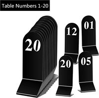 Panneau de table en acrylique noir avec numéros de 1 à 20 - Panneau de réservation de places pour fête