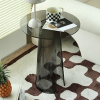Table basse ronde en acrylique transparent gris, table d'appoint moderne pour hôtel et restaurant