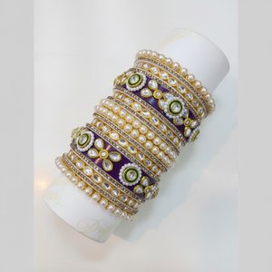 Women Gold Plated Kundan Stone Pearl Acrylic <b>Bangle</b> Set Traditional <b>Indian</b> Jewelry for Festive and Party Wear - Product Image 2
