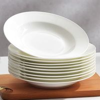 Assiette creuse ronde empilable en céramique, assiette de table peu profonde pour restaurant, hôtel, vente en gros, porcelaine fine