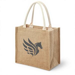 Bolsas de compras ecológicas reutilizables hechas de fibras de plantas de yute personalizables con gran capacidad para ir de compras, picnic y playa - Product Image 1