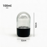 Pot en verre rond à dôme 100 ml, à l'épreuve des enfants, pour huiles essentielles, fleurs séchées, conteneur de stockage, pot cosmétique en verre épais avec logo personnalisé