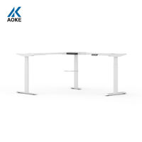AOKE Table de bureau ergonomique pour ordinateur, table de bureau élévatrice, table de bureau pour patron, support électrique blanc