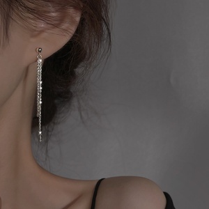 1 Par de Pendientes Románticos Estilo Ins con Borlas de Latón y Múltiples Cadenas, Joyería de Fiesta de Lujo Ligero con Diamantes de Imitación, Regalo - Product Image 3