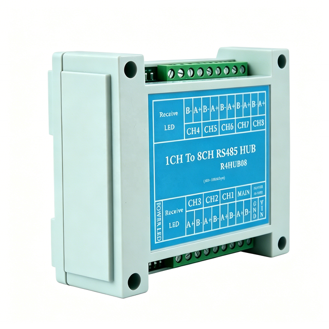 R4HUB08 8CH RS485 Hub Industrial Grade 485 Bus Repeater Signal for All 485 Bus Protocols Modbus Rtu Ascii PLC PTZ Camera A706